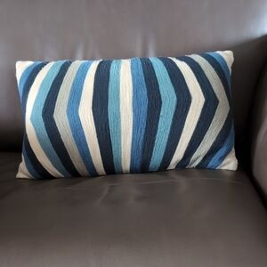West Elm Striped Blue and Cream Throw Pillow